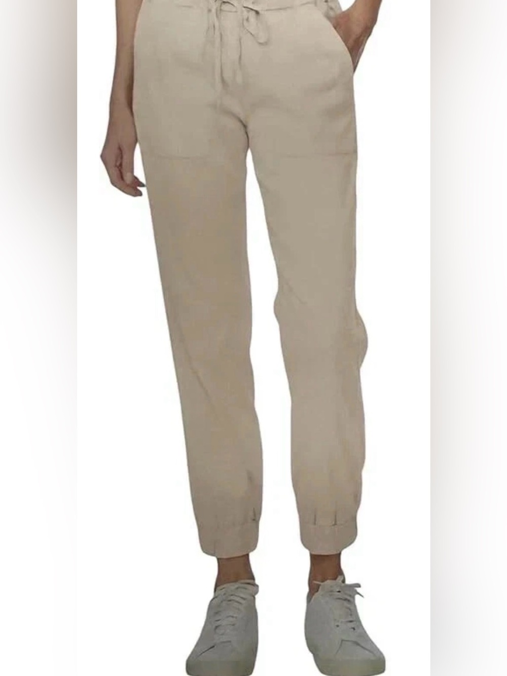 Buffalo David Bitton Women's Soft Tencel Pull-On Jogger Cream Pant Size XL D-8
